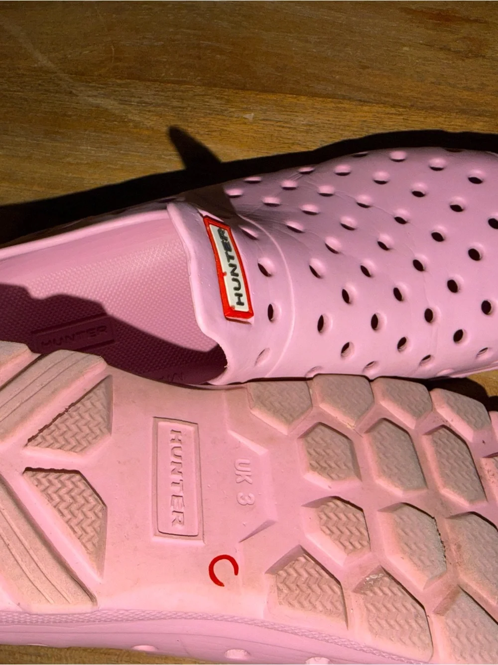Hunter Pink Perforated Slip-On Clog Shoes